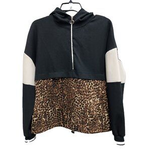 Zara Basic Womens Hoodie Small Animal Print Half Zip Pullover Athleisure